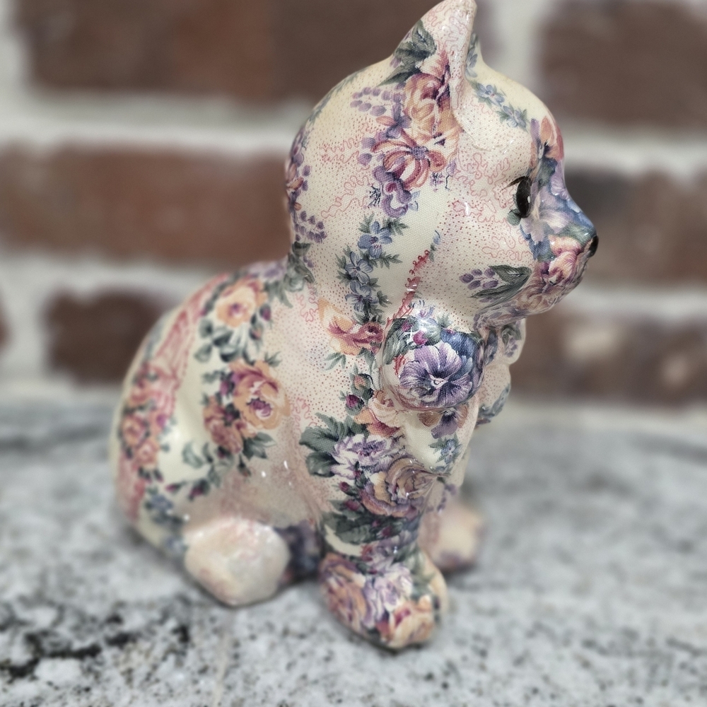 Vintage Fabric Covered Cat - Picture 3 of 6